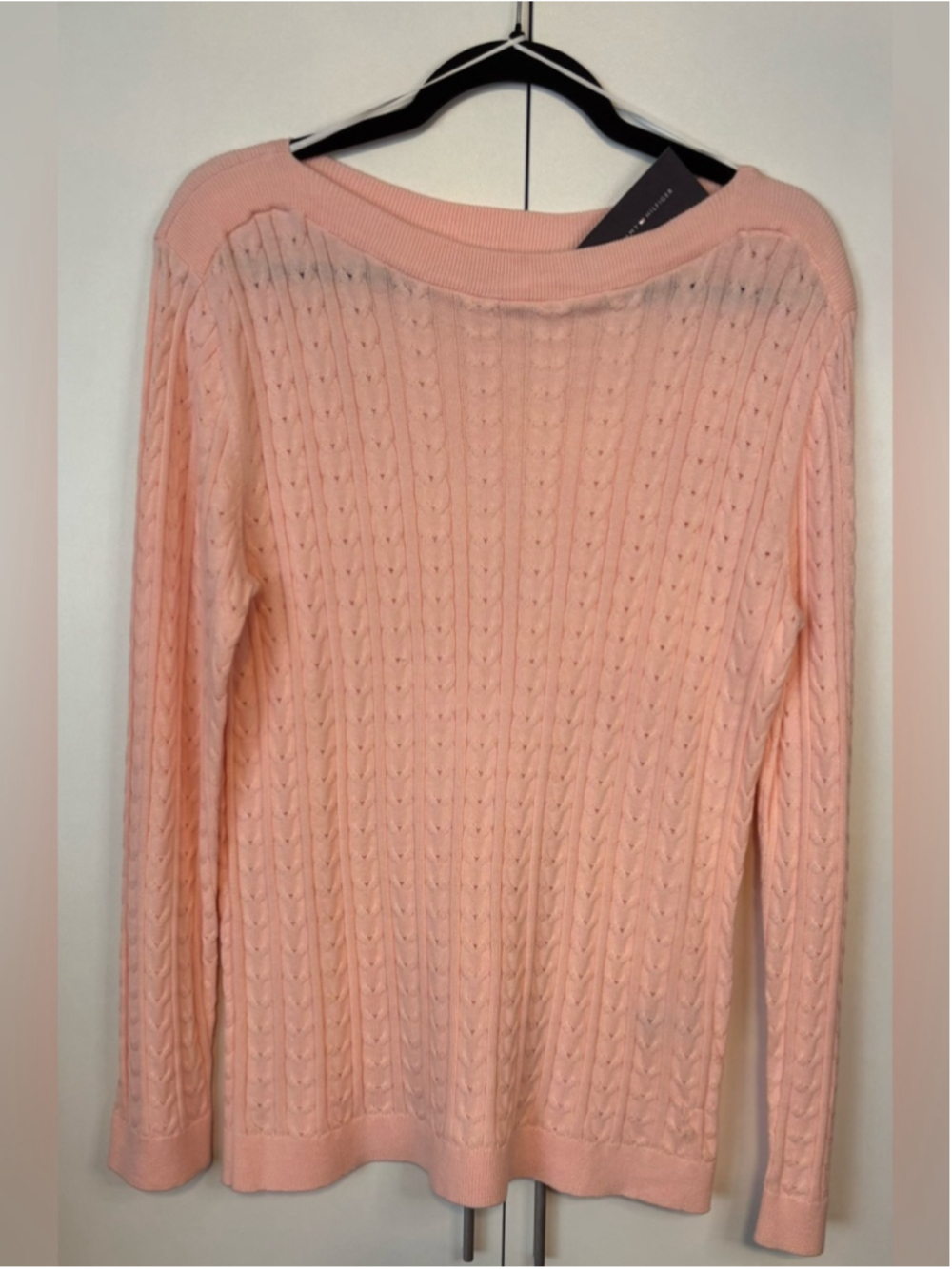 Tommy Hilfiger Pink Cable Knit Crewneck Sweater